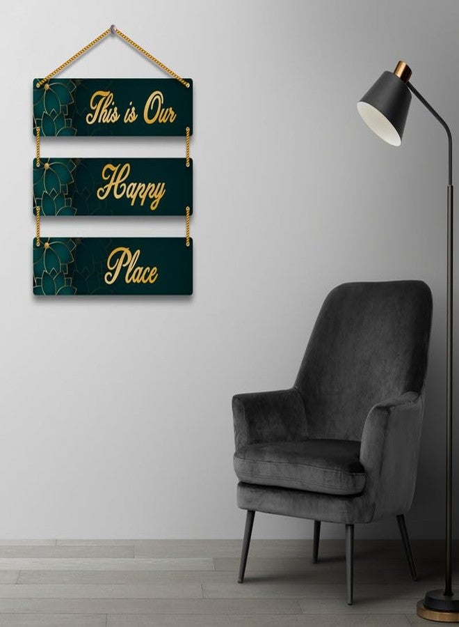 Yey Our Favourite Place Wooden Wall Hanging for Home Decor | Office | Living Room | Bedroom | Quotes Decorative Items (3 piece Wall hanging, Multicolor) (Our Happy Place) - Image 2